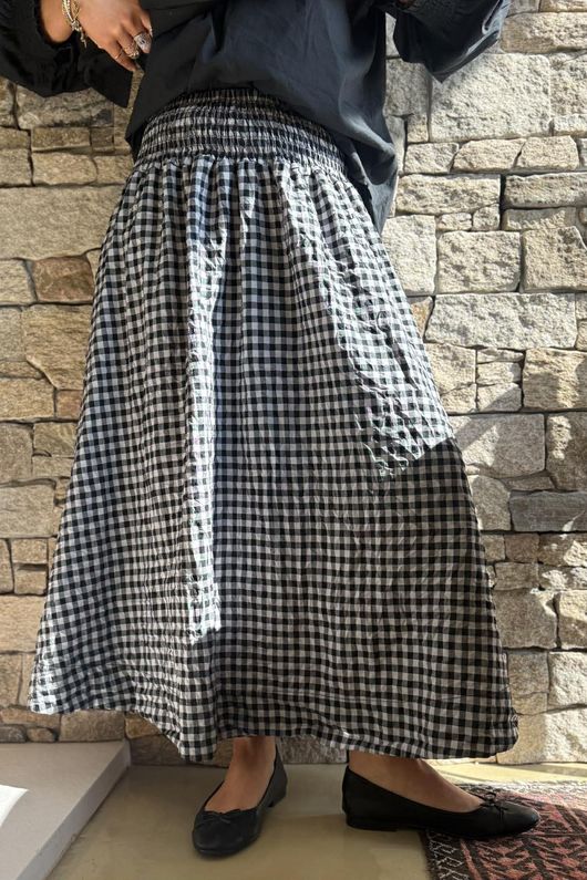 Nonni Gingham Ripley Skirt Black Grey
